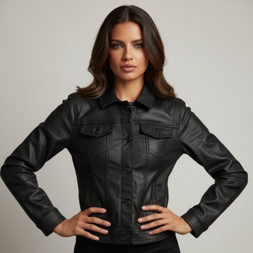 WHBM Black  Stretchy Modal Jacket Size 4 - Edgy Sleek Minimalist Cool